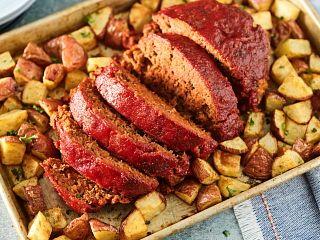 Easy Sheet Pan Meatloaf and Potatoes
